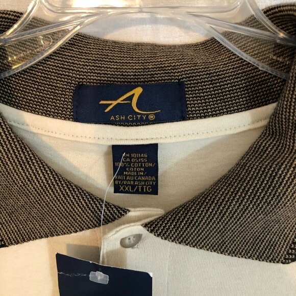 NWT Vintage Ash City Long Sleeve Polo Shirt CAW Logo Mens 2 Xlg Beige - Picture 5 of 10